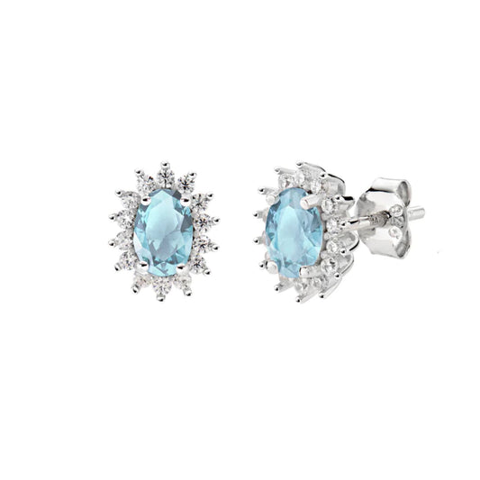Orecchini a lobo Amen Mini Royal Lady argento zirconi azzurri MISURA UNICA