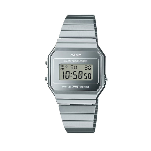 Orologio digitale Casio Vintage unisex in acciaio argentato A700WEV-7AEF-1