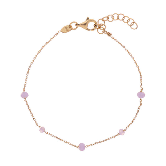 Bracciale donna Alisia in argento dorato 5 pietre in lilla Regolabile 15,5-18,5 cm