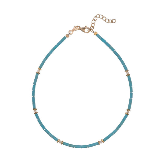 Cavigliera da donna Alisia in argento dorato con turchese e perle