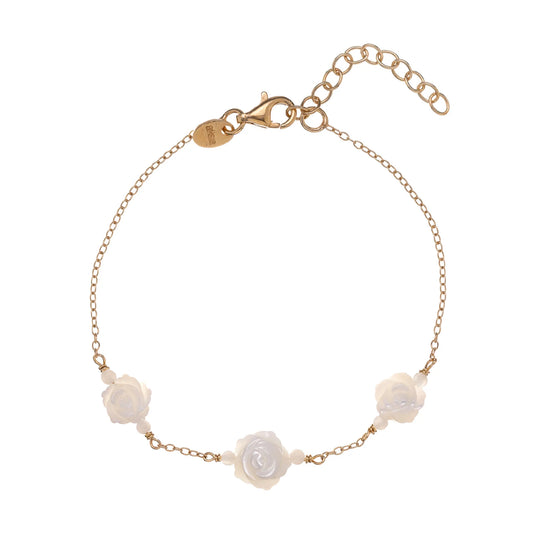 Bracciale da donna Alisia in argento dorato con roselline Regolabile 15,5-18,5 cm