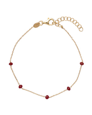 Bracciale catena da donna Alisia in argento 925 dorato con 5 pietre di colore bordeaux AL879-ORO-BORDEAUX
