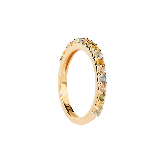 Anello donna PDPAOLA Essential Rainbow in argento dorato zirconi multicolor AN01-C07-1