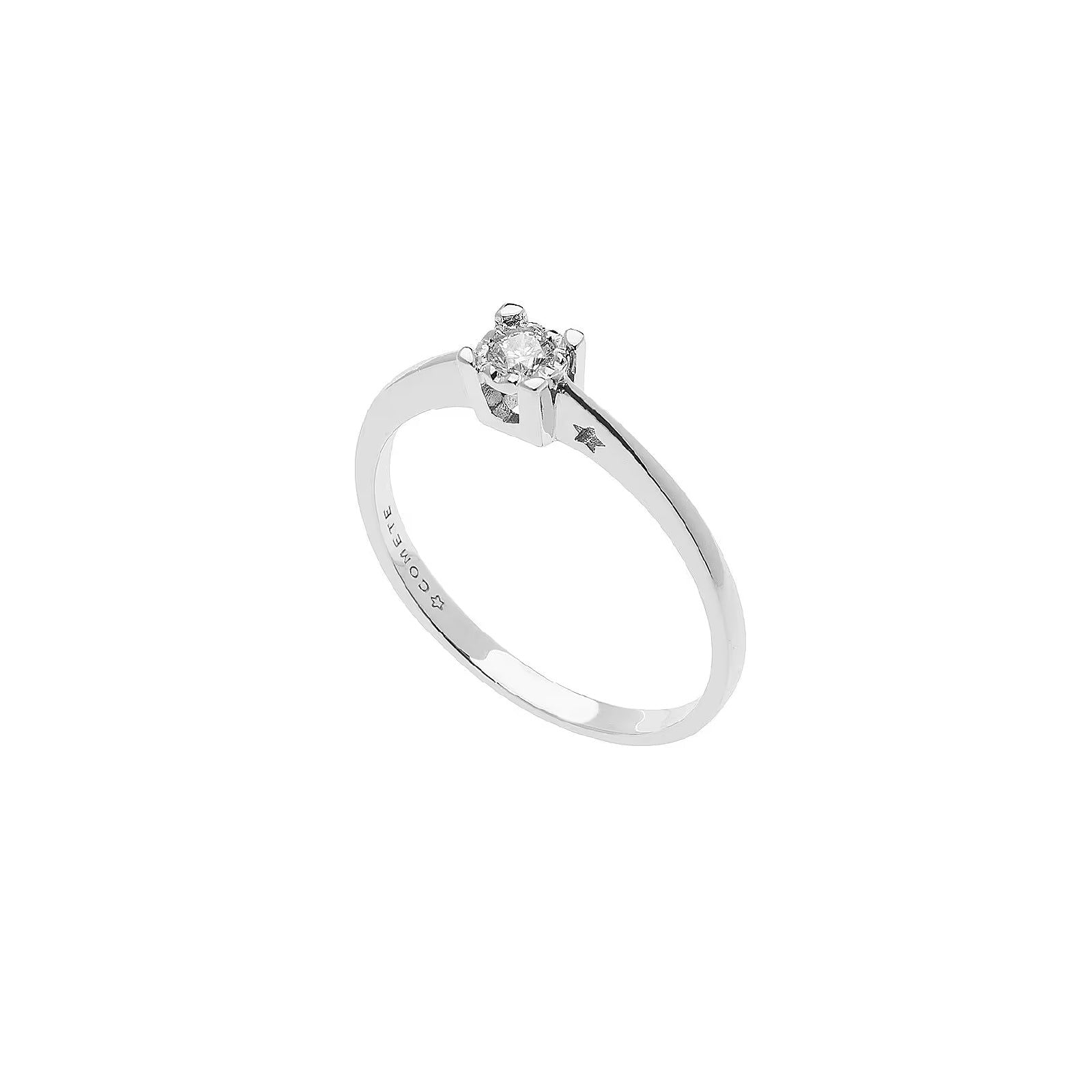 Anello solitario donna Comete Pegni d'Amore oro bianco con diamante 0,09ct