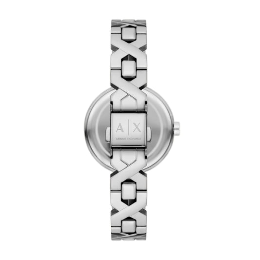 Orologio da donna Armani Exchange in acciaio con maglie a X MISURA UNICA