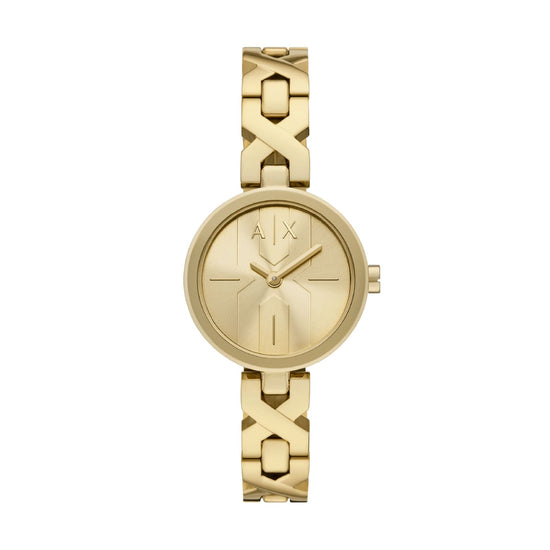 Orologio donna Armani Exchange in acciaio dorato maglie a X MISURA UNICA