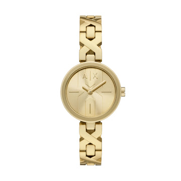 Orologio donna Armani Exchange in acciaio dorato maglie a X MISURA UNICA