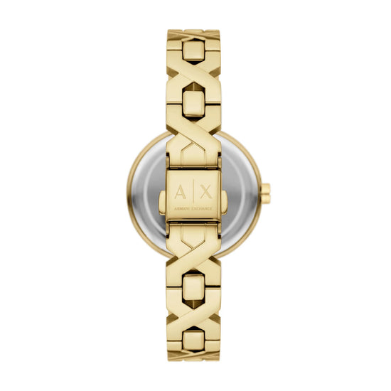 Orologio donna Armani Exchange in acciaio dorato maglie a X MISURA UNICA