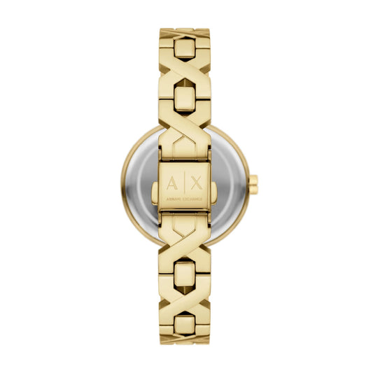 Orologio donna Armani Exchange in acciaio dorato maglie a X MISURA UNICA