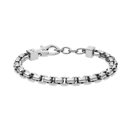 Bracciale catena da uomo Armani Exchange in acciaio con logo Regolabile 18,5-20,5 cm