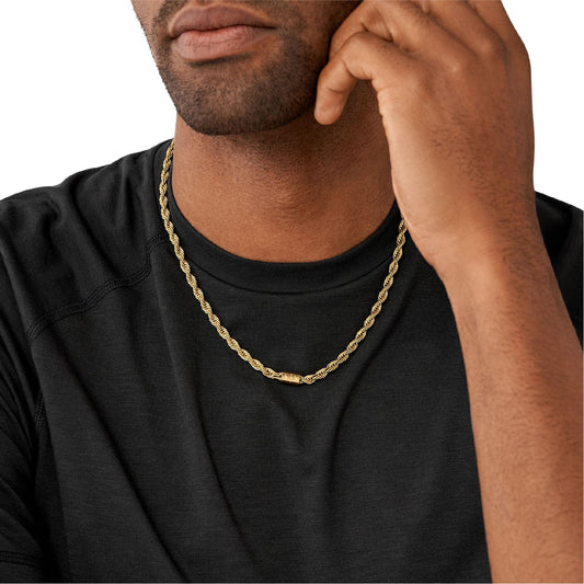 Collana Armani Exchange maglia corda acciaio dorato con logo MISURA UNICA