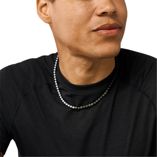 Collana Armani Exchange in acciaio serpentino verde e agata MISURA UNICA