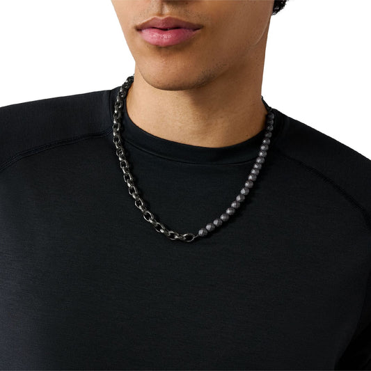 Collana Armani Exchange a catena in acciaio nero ed ematite MISURA UNICA