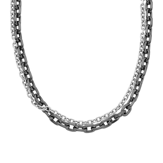 Collana multifilo Armani Exchange in acciaio bicolor nero MISURA UNICA