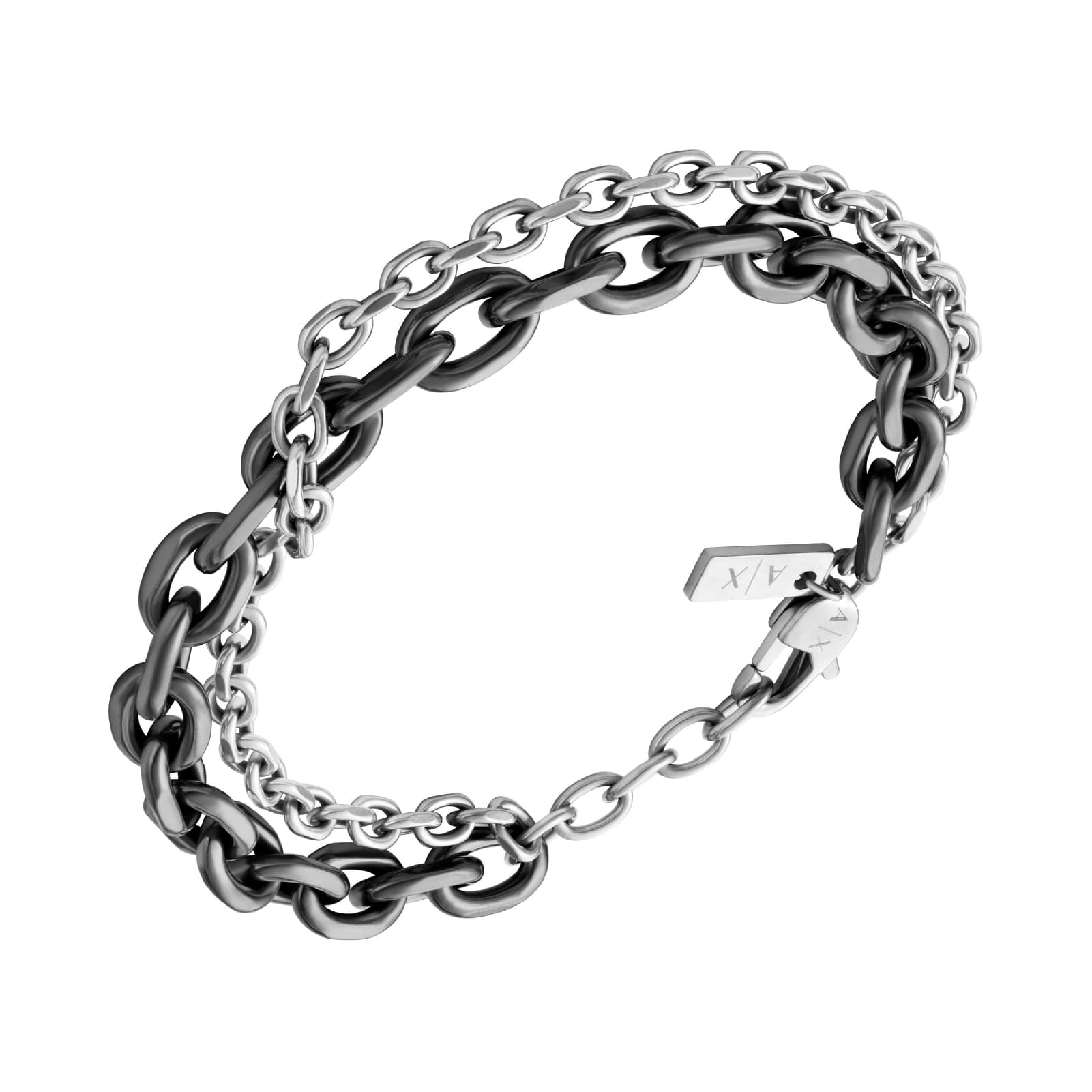 Bracciale multifilo Armani Exchange in acciaio bicolor nero Regolabile 20-22 cm