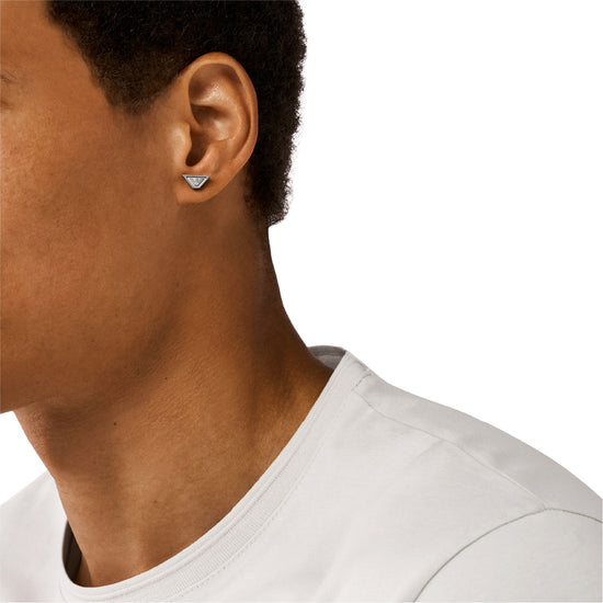 Orecchini lobo Armani in acciaio a forma di logo MISURA UNICA