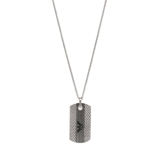 Collana Armani in acciaio con piastra pendente MISURA UNICA