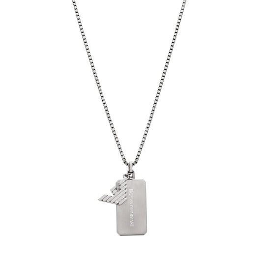 Collana da uomo del brand Armani in acciaio con targhetta MISURA UNICA