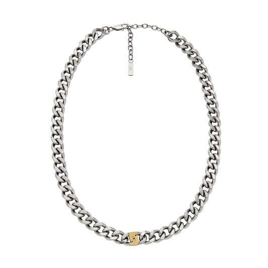 Collana catena Armani acciaio con logo centrale MISURA UNICA