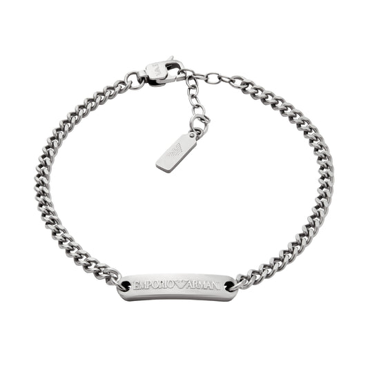Bracciale catena Armani in acciaio con piastrina Regolabile 18,5-21,5 cm