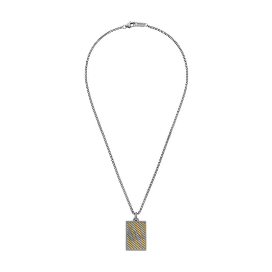 Collana da uomo Armani in acciaio con targhetta e logo MISURA UNICA