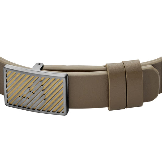 Bracciale da uomo Armani in pelle beige con logo REGOLABILE