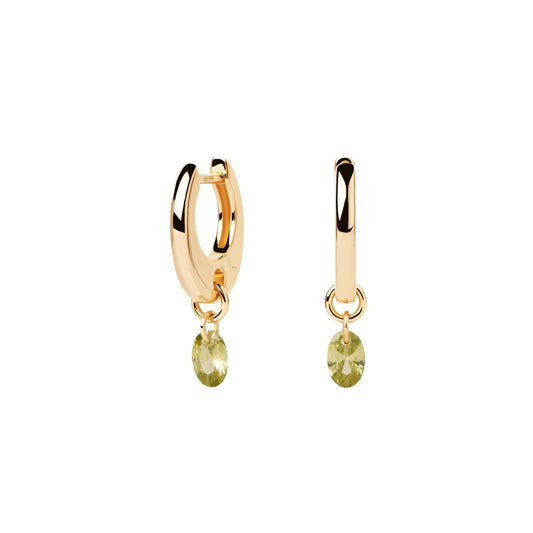 Orecchini donna PDPAOLA Essential in argento dorato zirconi verdi AR01-B91-U-1