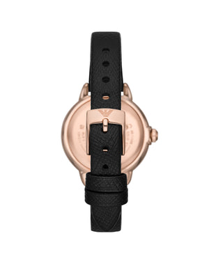 Orologio solo tempo da donna Emporio Armani con cassa rosé 32mm cinturino pelle con quadrante in madreperla e cristalli AR11598