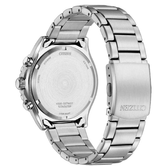 Orologio crono uomo Citizen Sporty in acciaio quadrante arancione lunetta nera 43mm AT2560-84X-2