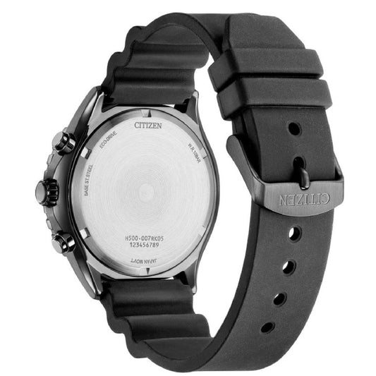 Orologio crono uomo Citizen Sporty in acciaio e pu nero con quadrante azzurro 43mm AT2567-18L-2