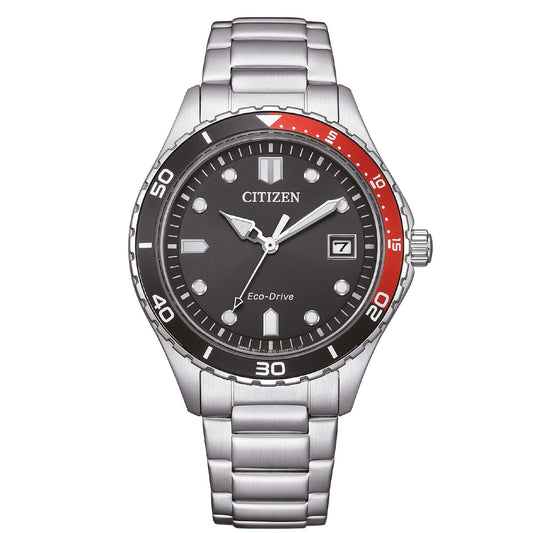 Orologio solo tempo uomo Citizen Sporty in acciaio con quadrante nero 37mm AW1820-81E-1