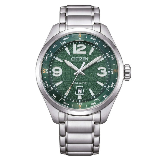 Orologio solo tempo uomo Citizen Outdoor in acciaio con quadrante verde 42,5mm AW1830-88X-1