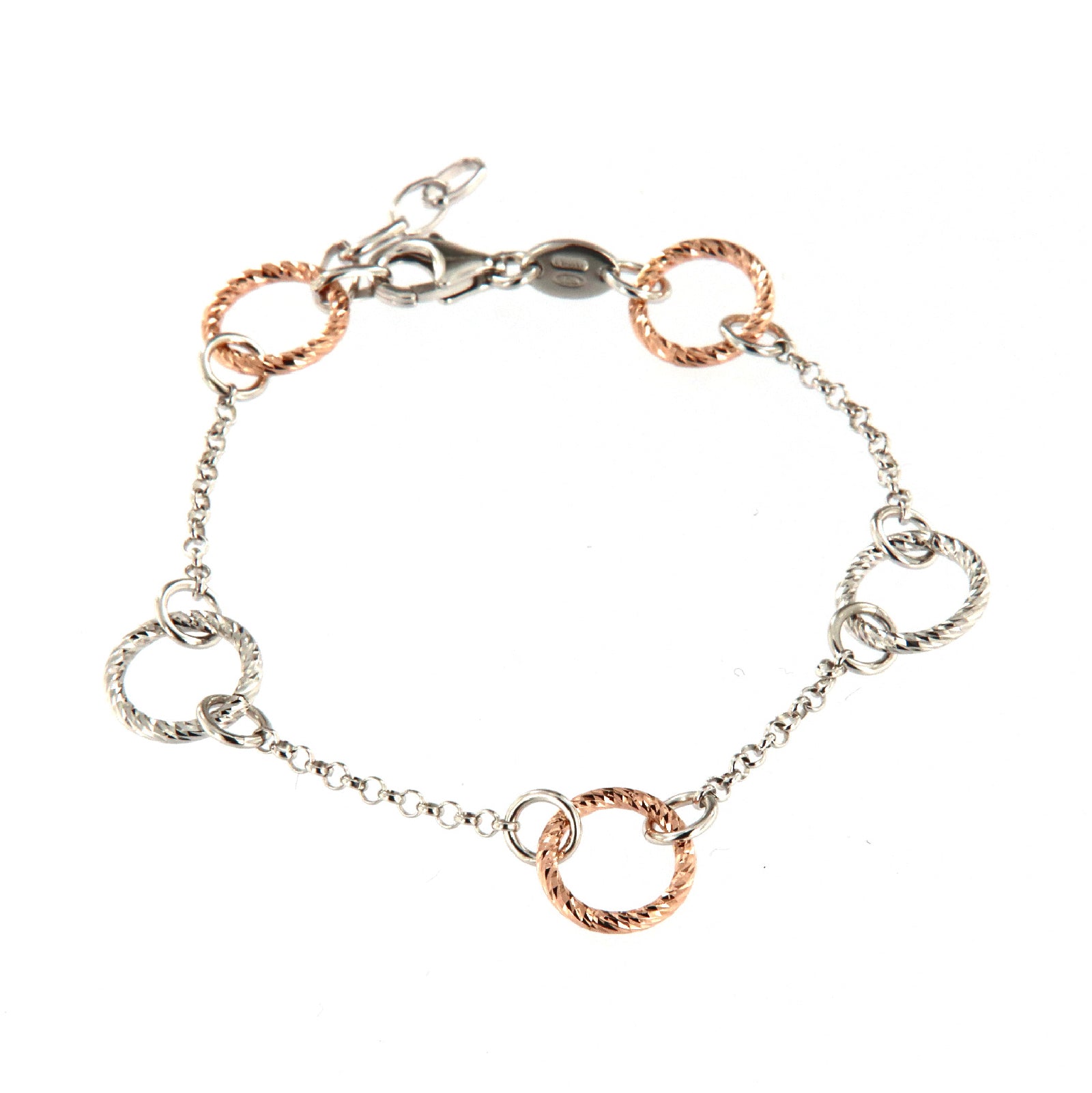 Bracciale da donna Fraboso in argento bicolor rosé e rodiato B.BR03232BC