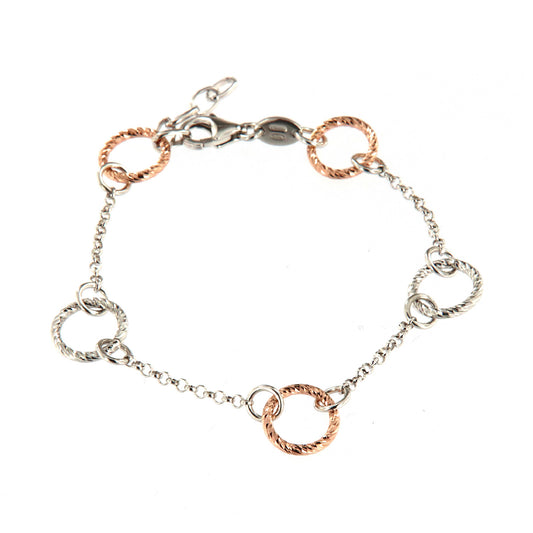 Bracciale da donna Fraboso in argento bicolor rosé e rodiato B.BR03232BC