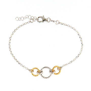 Bracciale catena Fraboso in argento bicolor oro e rodiato B.BR03785BP