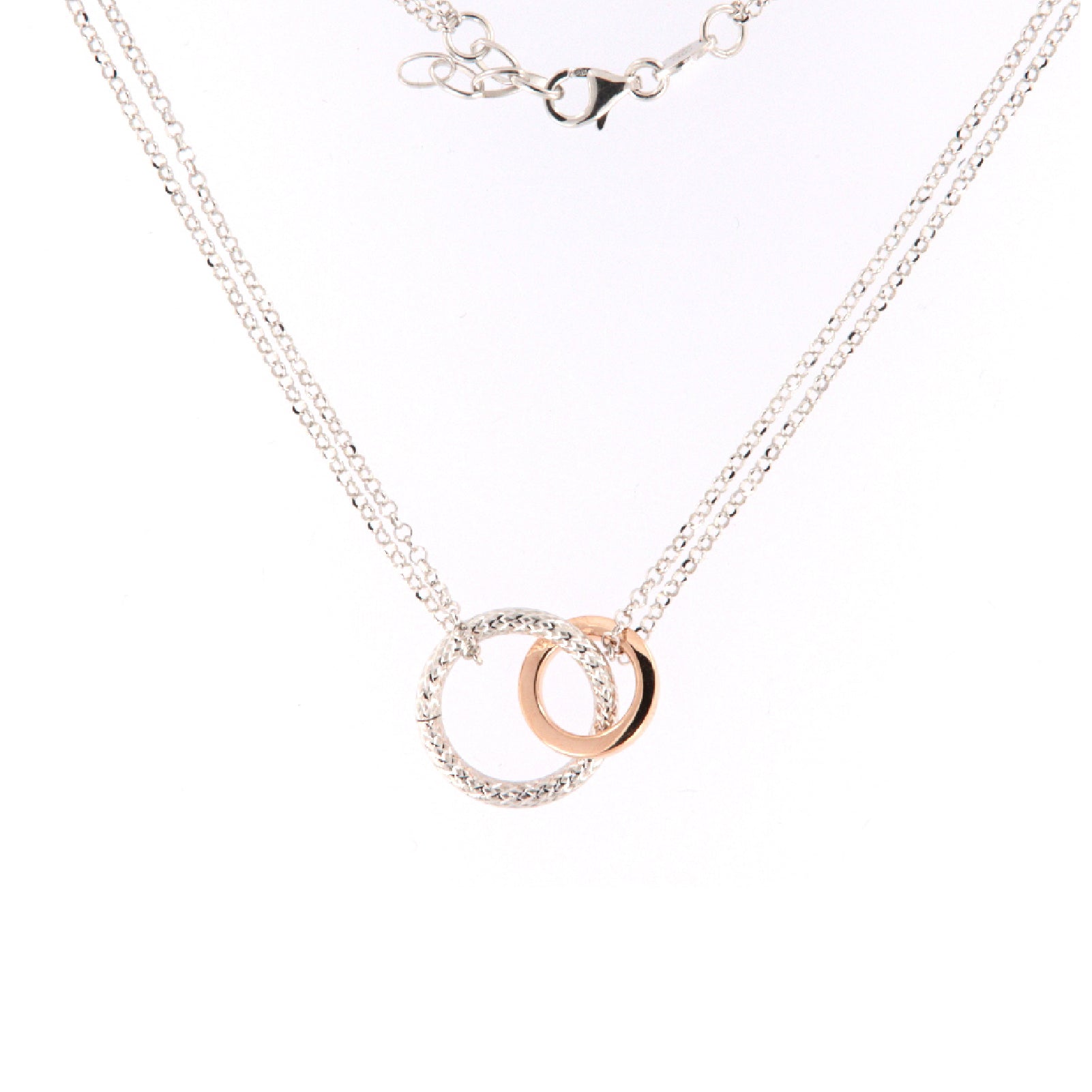 Collana catena donna Fraboso in argento bicolor rosé e rodiato B.GR10581BC