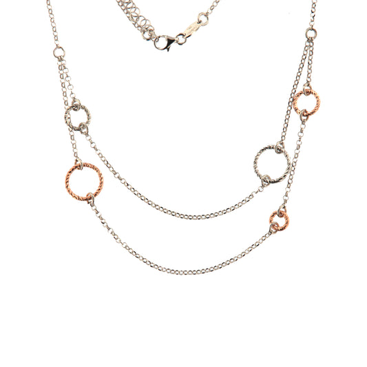 Collana della collezione Fraboso in argento bicolor rosé e rodiato B.GR10668BC