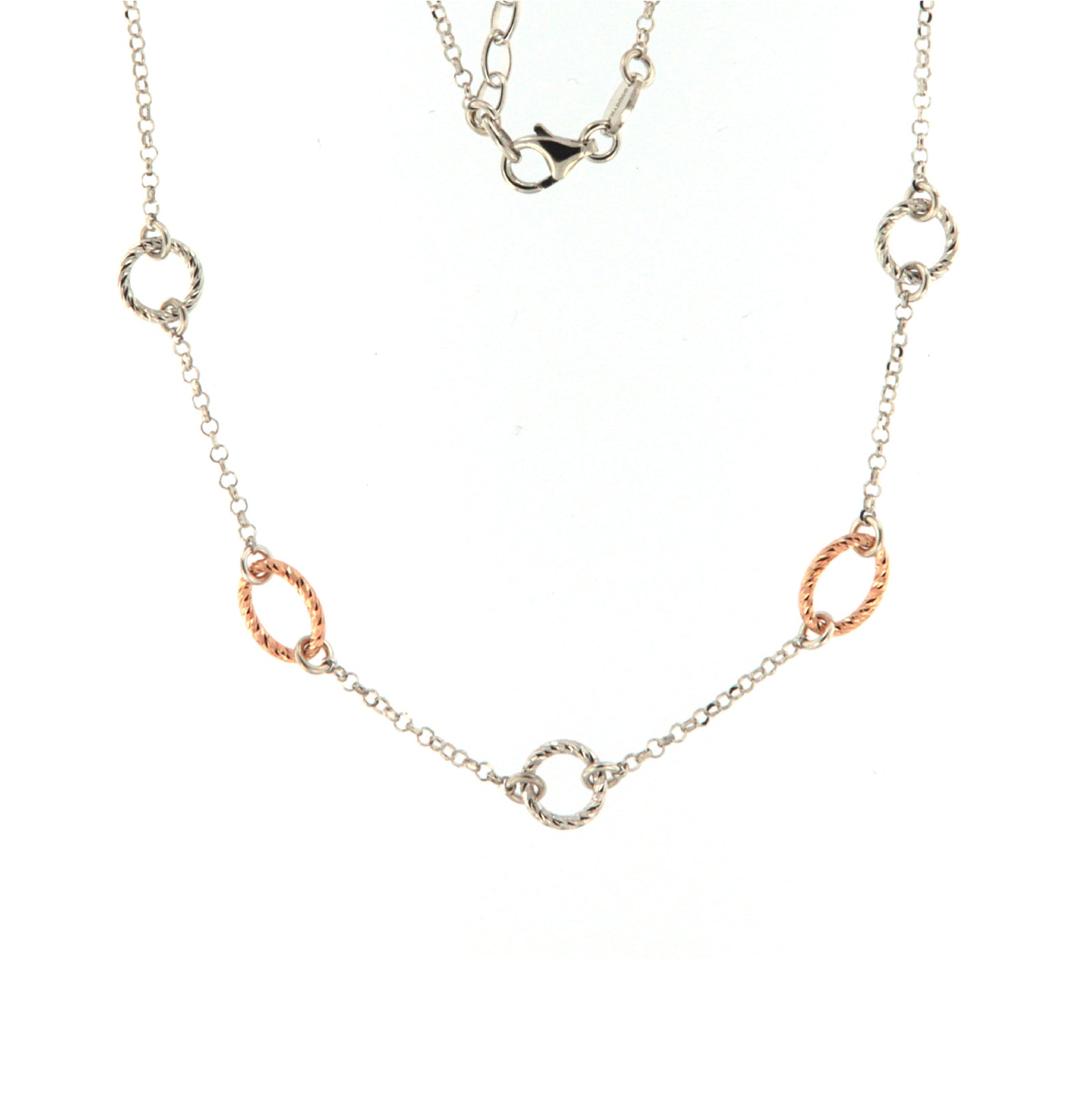 Collana catena da donna Fraboso in argento bicolor rodiato e rosé B.GR10695BC