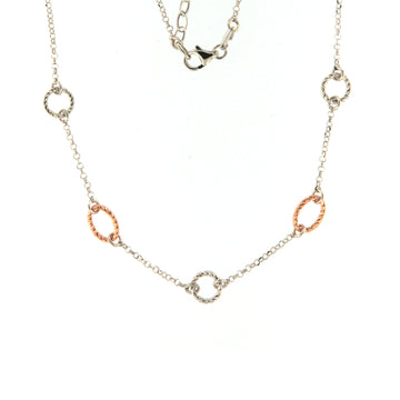 Collana catena da donna Fraboso in argento bicolor rodiato e rosé B.GR10695BC