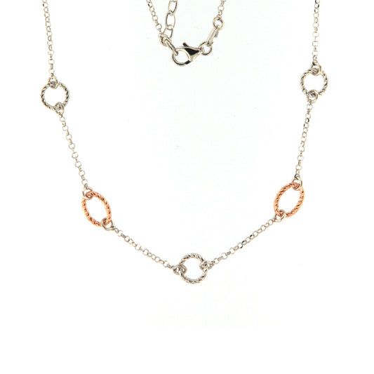 Collana catena da donna Fraboso in argento bicolor rodiato e rosé B.GR10695BC