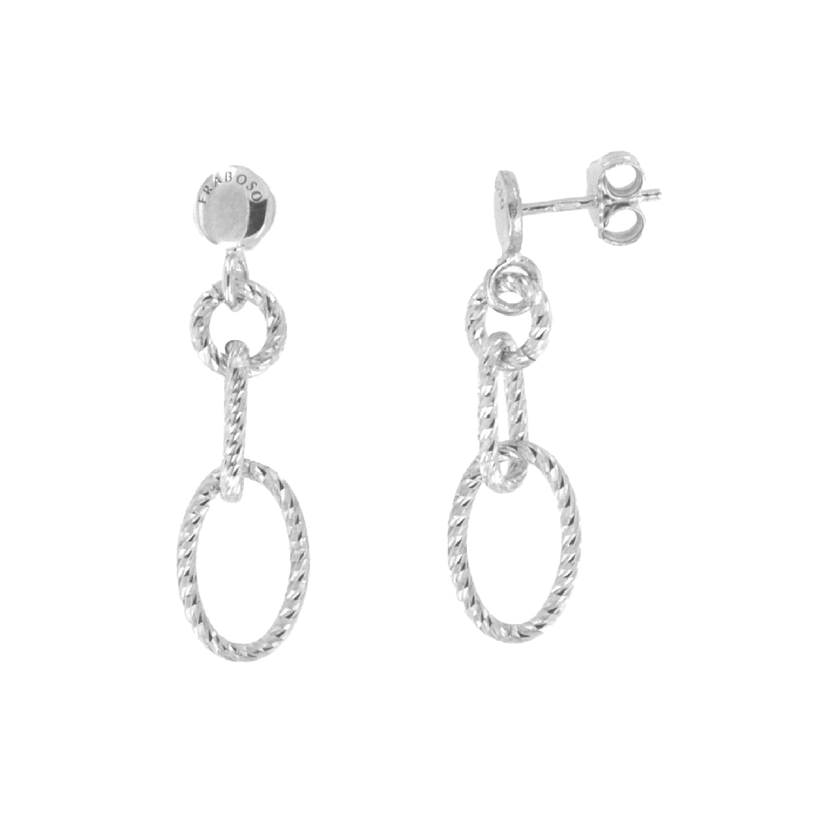 Orecchini pendenti Fraboso in argento 925 rodiato con ovali B.OR10468RH