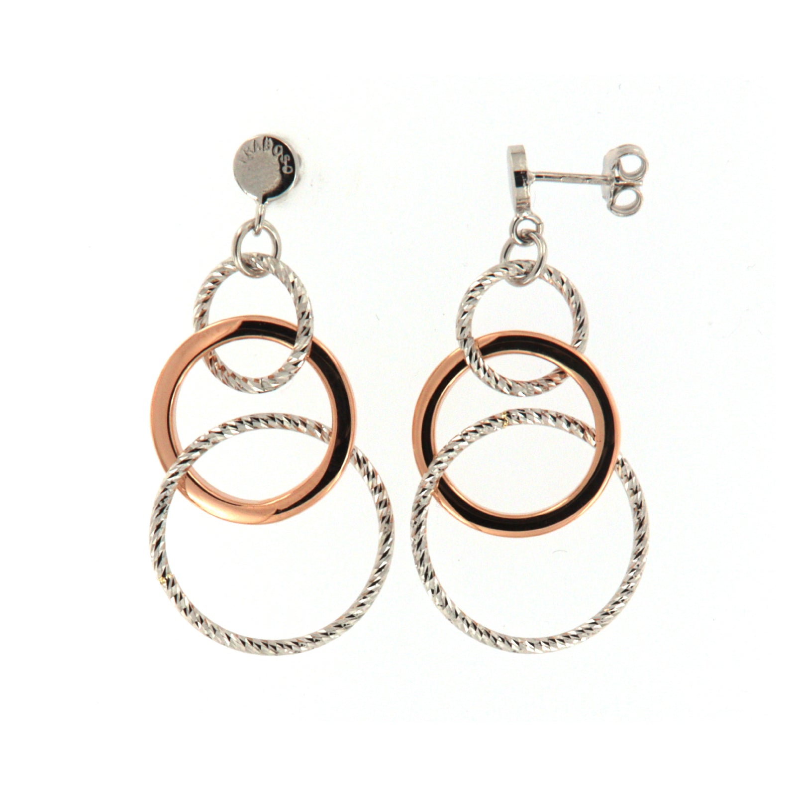 Orecchini pendenti Fraboso in argento 925 rodiato rosé con cerchi B.OR10654BC