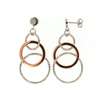Orecchini pendenti Fraboso in argento 925 rodiato rosé con cerchi B.OR10654BC