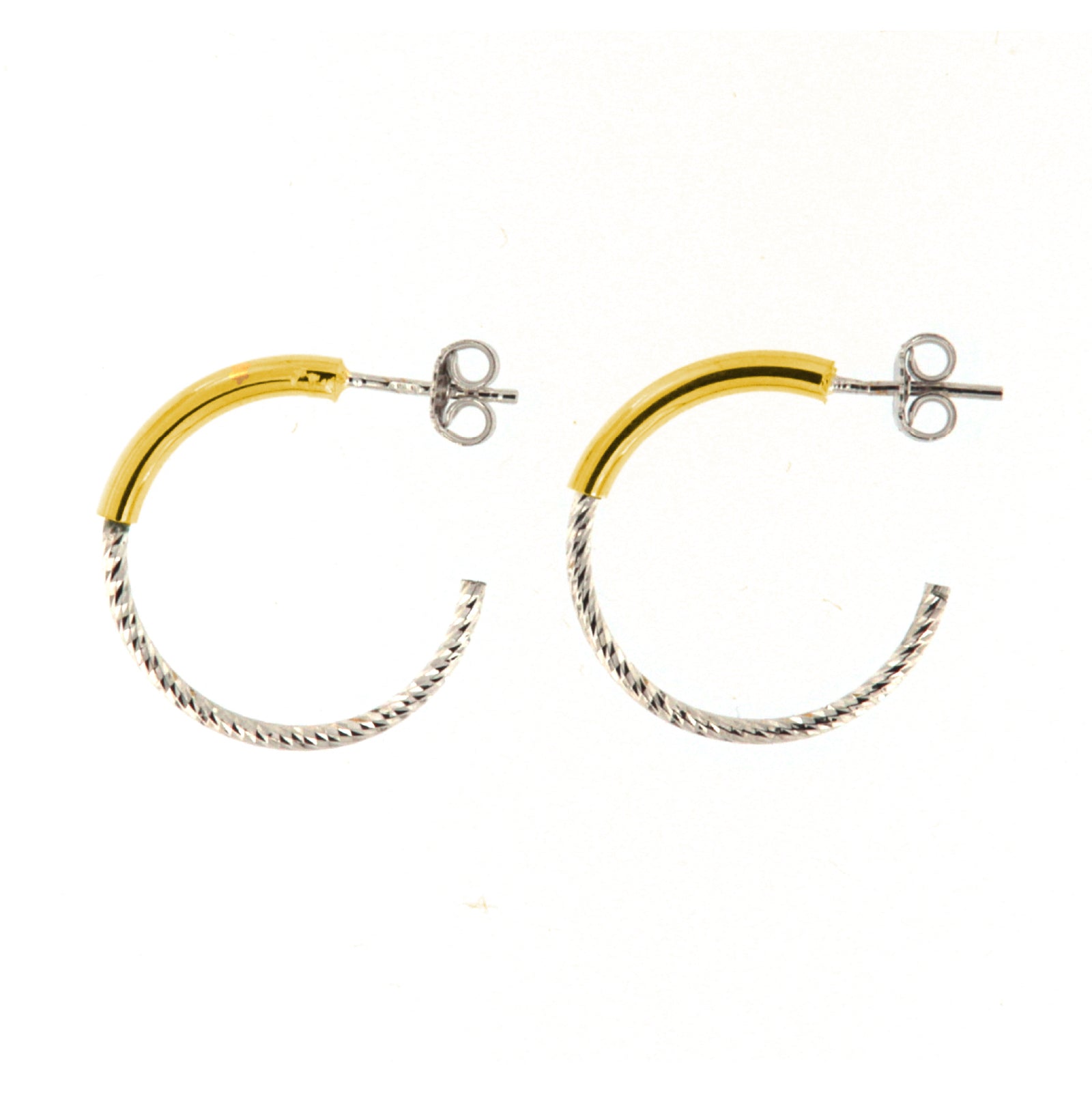 Orecchini a cerchio da donna Fraboso in argento 925 rodiato e oro B.OR10661BP