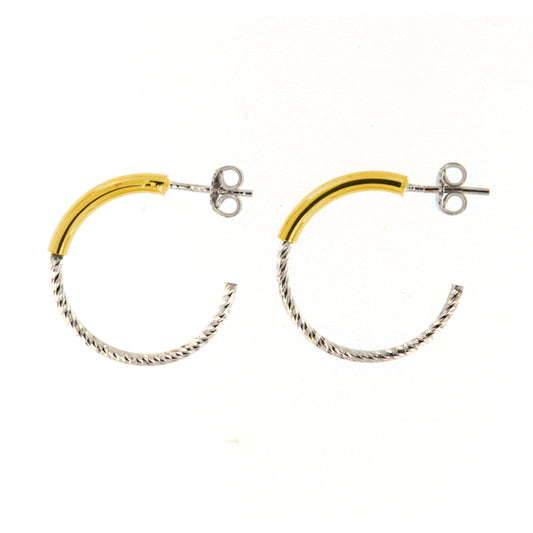 Orecchini a cerchio da donna Fraboso in argento 925 rodiato e oro B.OR10661BP