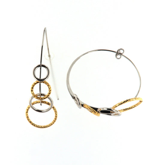 Orecchini a cerchio grande Fraboso in argento 925 rodiato e oro B.OR10668BP