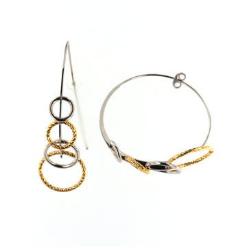 Orecchini a cerchio grande Fraboso in argento 925 rodiato e oro B.OR10668BP