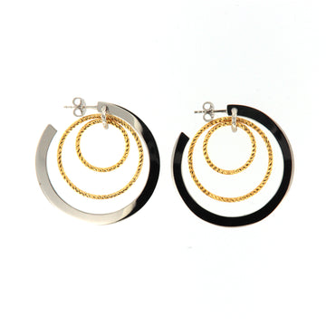 Orecchini a cerchio Fraboso in argento 925 bicolor rodiato e oro B.OR10670BP