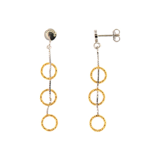Orecchini pendenti Fraboso in argento rodiato e oro con cerchi B.OR10718BP
