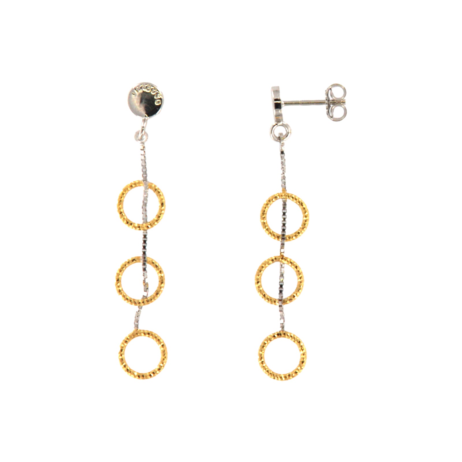Orecchini pendenti Fraboso in argento rodiato e oro con cerchi B.OR10718BP